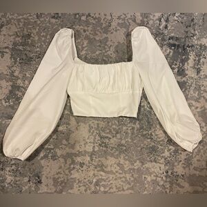 Princess Polly Ariah Long Sleeve White Crop Top